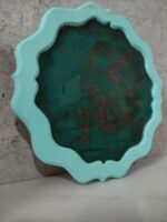 سینی کار شده با رزین طرح فیروزه (کهنه کاری)